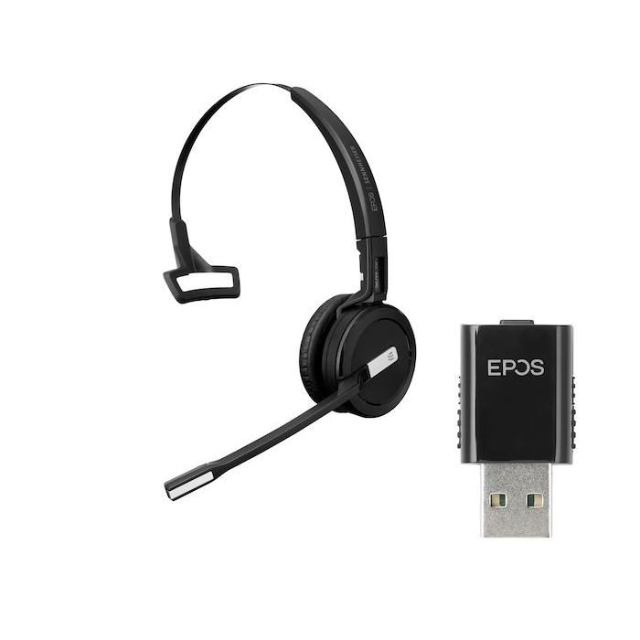 Epos IMPACT SDW 5011 monaurales Headset inkl. USB DECT Dongle, Ladekabel & Tasche