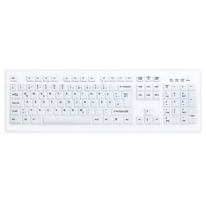 Ateg MedicalKey AK-C8100F-UVS vollversiegelte Silikontastatur IP68, mit Zahlenblock,weiß